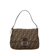 フェンディ ズッカ マンマバケット ハンドバッグ ブラウン キャンバス レザー レディース FENDI 【中古】